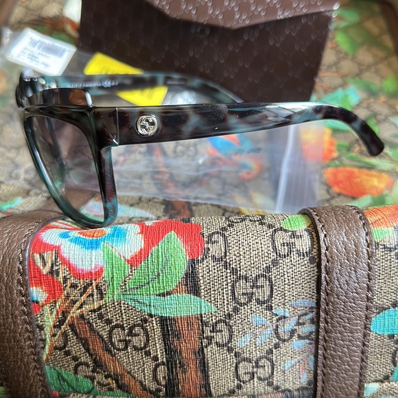 NEW GUCCI DOUBLE GG SUNGLASSES FRAME EYEBROW MASK BLUE TORTOISE 3782 TEAL BROWN - Picture 11 of 16
